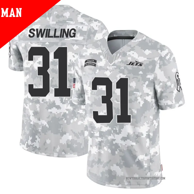 Men's ＃31 Tre Swilling New York Jets Limited Arctic Camo 2024 Salute to Service Jersey
