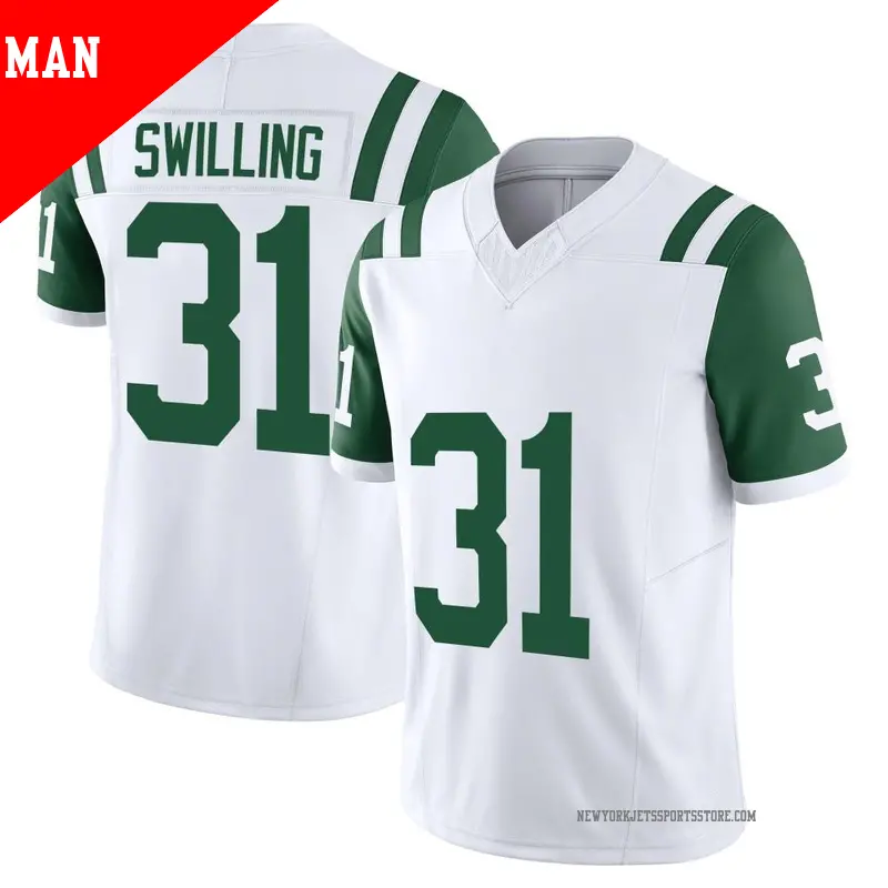 Men's ＃31 Tre Swilling New York Jets Limited White Classic Alternate Vapor F.U.S.E. Jersey