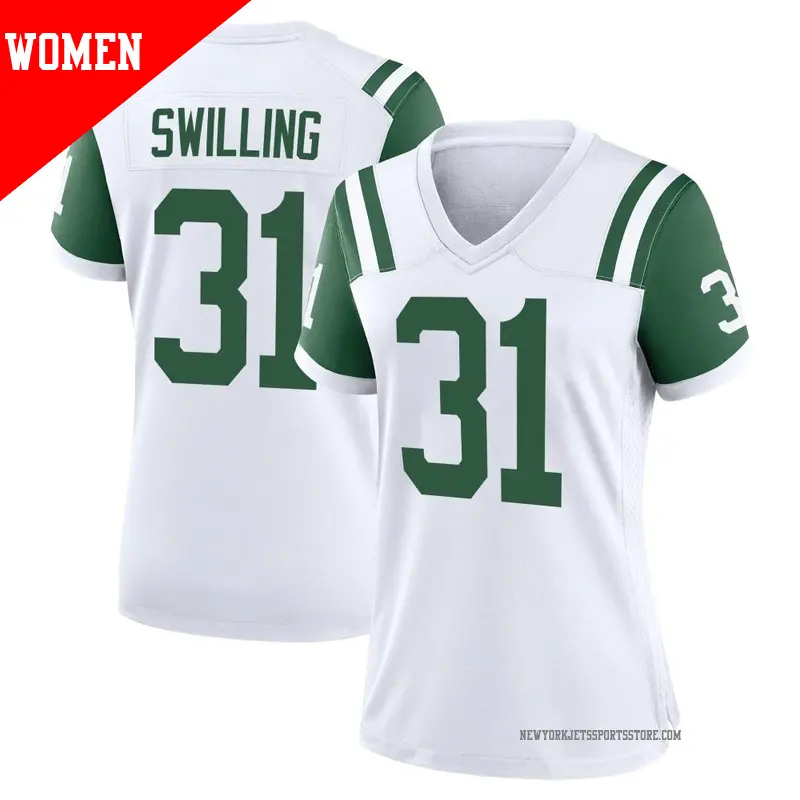 Women's ＃31 Tre Swilling New York Jets Game White Classic Alternate Jersey