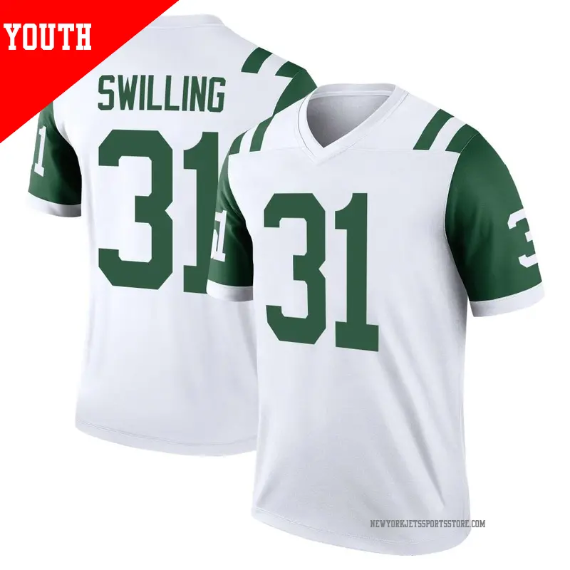 Youth ＃31 Tre Swilling New York Jets Legend White Classic Alternate Jersey